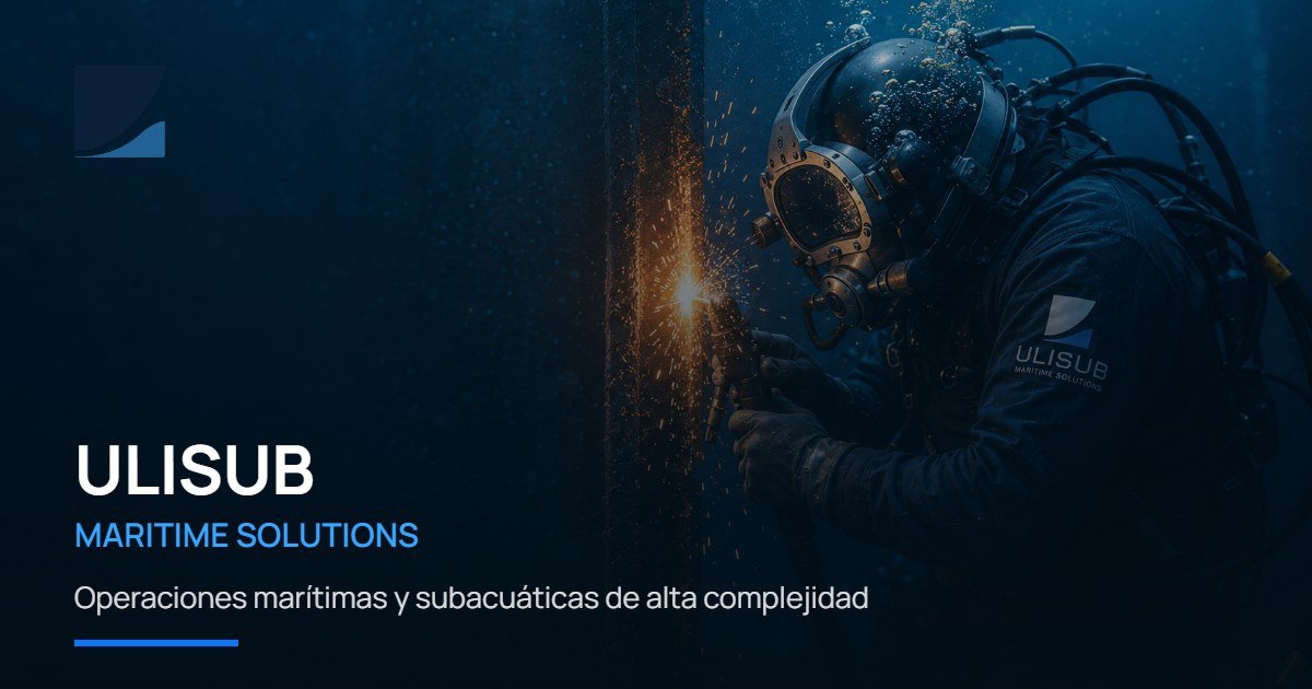 Buzo soldador de ULISUB interviniendo estructura sumergida