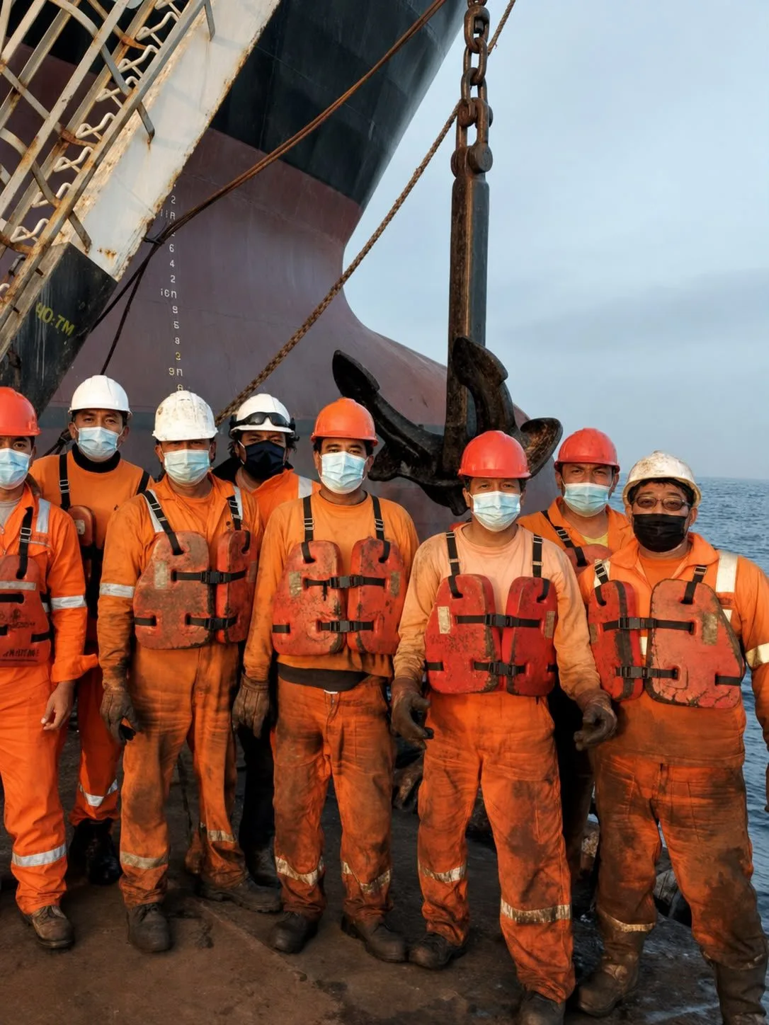 Equipo de ULISUB en cubierta tras completar una operación de reflote